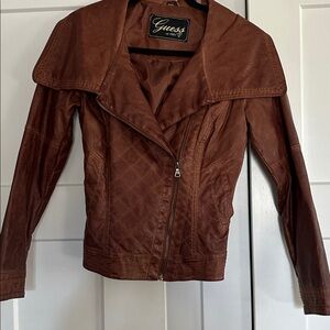 Guess Women's cognac (reddish/brown) faux Leather Jacket- XS